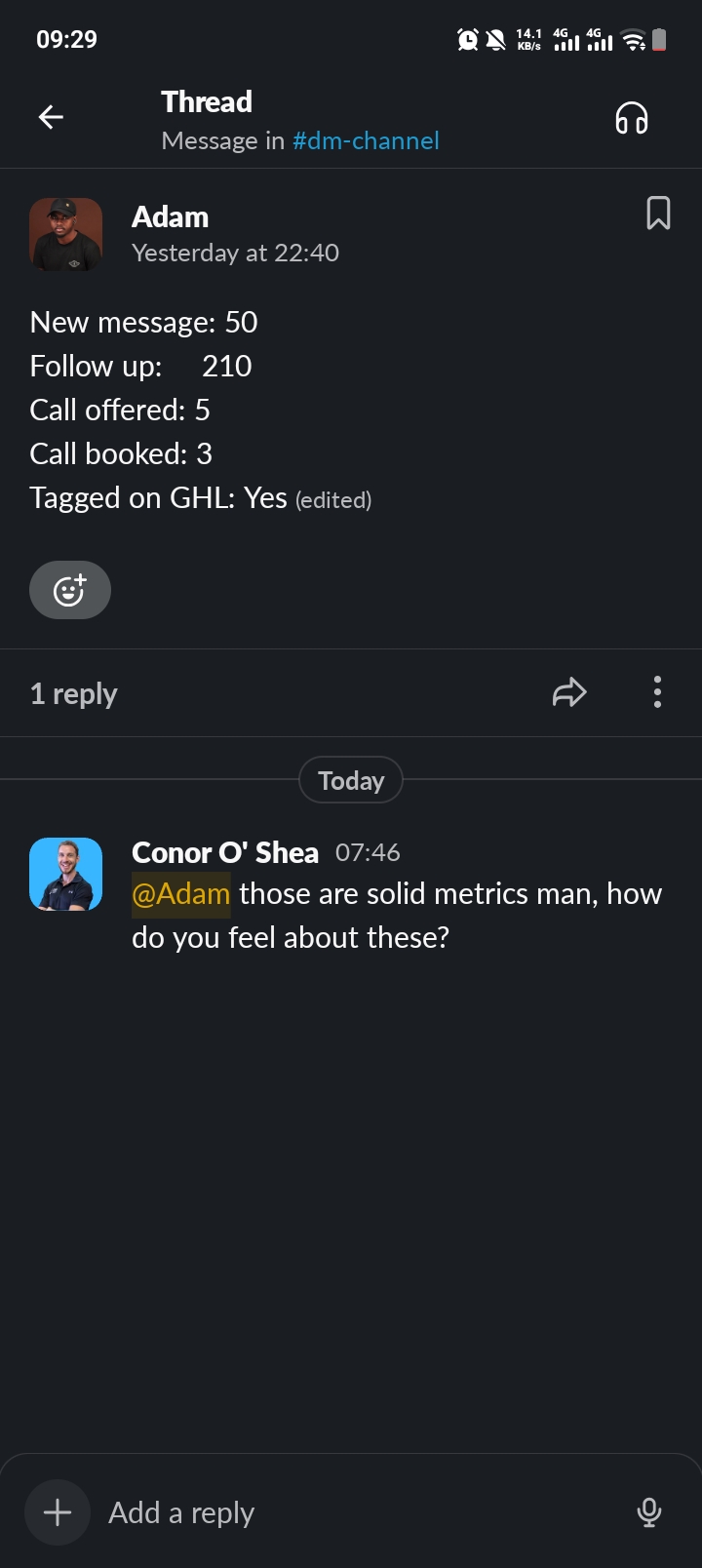 DM setting results screenshot