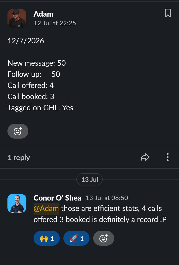 DM setting results screenshot